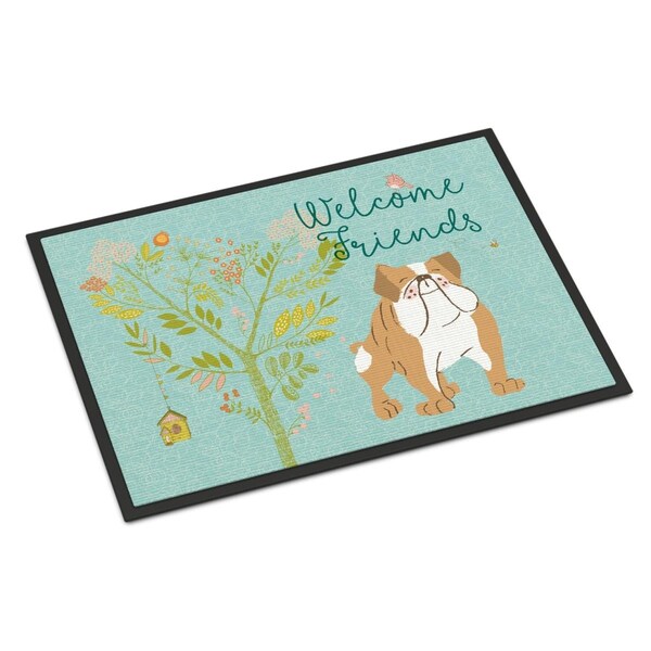 Carolines Treasures Welcome Friends English Bulldog Indoor or Outdoor Mat, 24 x 36 in. BB7602JMAT - main